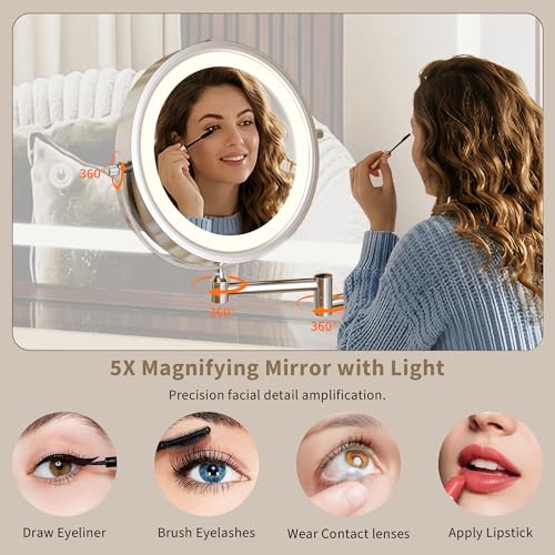 Makeup Vanity Desk with HD & 5X Magnifying Mirror and Lights, view 5