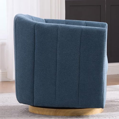 Swivel Barrel Chair Set of 2, 360 Degree Round Swivel Accent Chair for Living Room, Mid Century Modern Upholstered Accent Chair,Comfy Tufted Sofa Armchairs for Bedroom,Nursery,Chenille, Blue