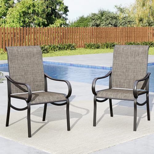 Patio Dining Chairs Set of 2, Deck Chairs with Breathable Quick-Drying Textilene Fabric & Sturdy Metal Frame, Outdoor Furniture Dining Chairs for Bistro Balcony Patio Yard