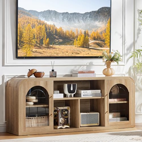 Curved TV Stand for TVs Up to 65", Modern Entertainment Center, view 2