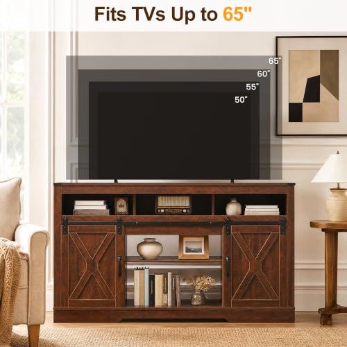 Farmhouse TV Stand for 65 Inch TV, 34" Tall Entertainment Center, view 5