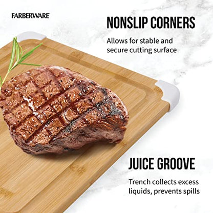 Nonslip Bamboo Cutting Board with Juice Groove, 11x14 Inch, White, view 7