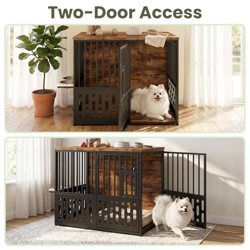 32 Inch Small Dog Crate, Wood Dog Crate Furniture for Small Medium Dogs, view 6