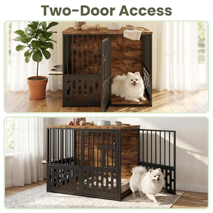32 Inch Small Dog Crate, Wood Dog Crate Furniture for Small Medium Dogs, view 6