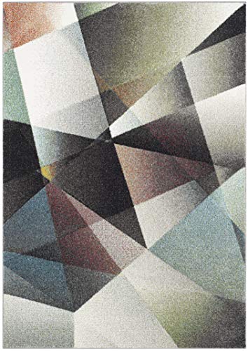 SAFAVIEH Porcello Collection Area Rug - 6'7" x 9', Grey & Multi, Modern Abstract Design, Non-Shedding & Easy Care, Ideal for High Traffic Areas in Living Room, Bedroom (PRL6939B)