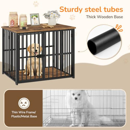 Foldable Dog Crate Furniture, 27.6" Dog Kennel for Dogs, No Assembly, view 7