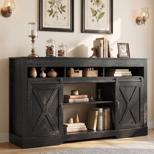 Farmhouse TV Stand for 65+ Inch TV, Tall Entertainment Center, view 2