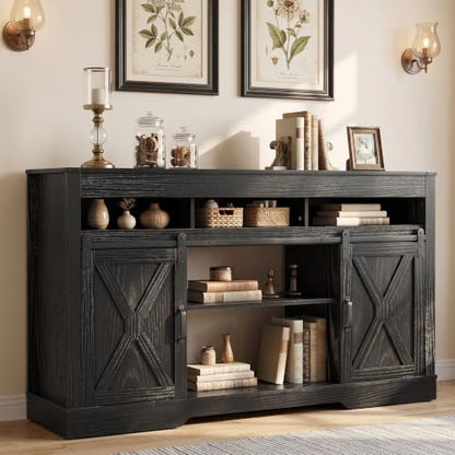 Farmhouse TV Stand for 65+ Inch TV, Tall Entertainment Center, view 2