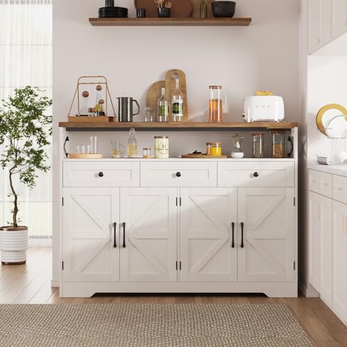51" Farmhouse Buffet Sideboard Cabinet with Storage, White Kitchen Storage, view 5