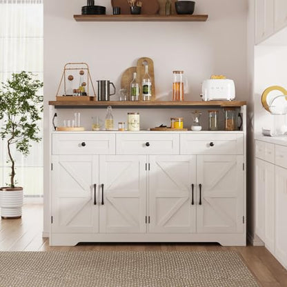 51" Farmhouse Buffet Sideboard Cabinet with Storage, White Kitchen Storage, view 5