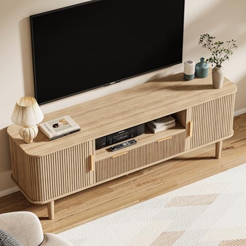 62.4 Inch Fluted TV Stand, Modern Media Console Fits TVs up to 75", view 4