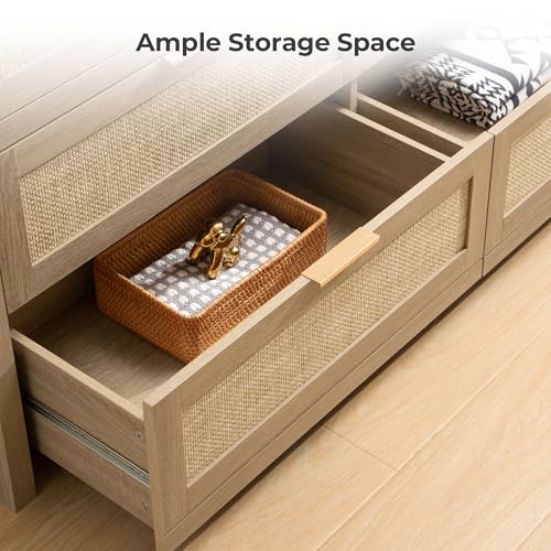 7 Drawer Rattan Dresser for Bedroom, 57" Wide Dresser, view 7