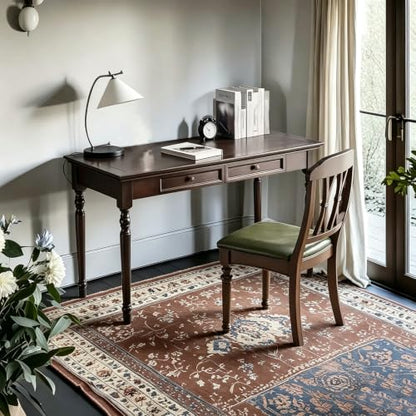 Walnut Writing Desk with Drawers, 39.4" French Country Style (2 Drawers), view 8