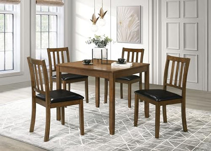 Coaster Home Furnishings - Parkwood - Wood - 5-Piece Square Dining Table Set – Rustic Dining Set with Vertical Slat Back Chairs and Black Seat - Dining Room or Kitchen - Honey Brown - 150400