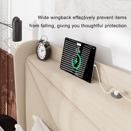 Queen Size Bed Frame with Charging Station, view 5