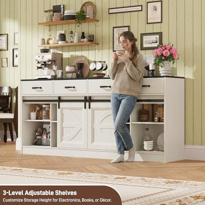 70" Large Farmhouse Tall TV Stand for 85/80/75/70 Inch TVs,4 Drawers,Multi, view 6