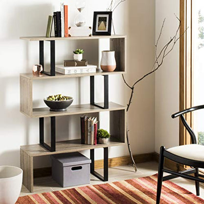 Safavieh Home Collection Louise Retro Mid Century Wood Etagere, Oak and Black