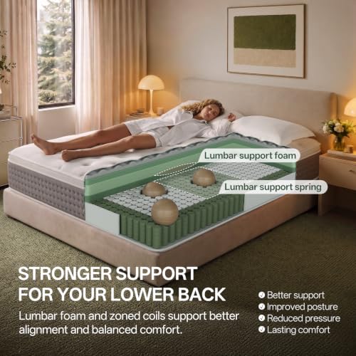 Queen Size Mattress 12 Inches Medium Firm Hybrid, Undisturbed Sleep, view 6