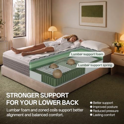 Queen Size Mattress 12 Inches Medium Firm Hybrid, Undisturbed Sleep, view 6