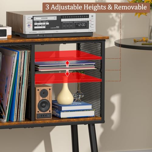 Record Player Stand with Adjustable Divider Vinyl Storage Holder Up to 200, view 5