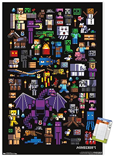 Minecraft - Mobbery Wall Poster, 22.375" x 34", Poster & Mount Bundle