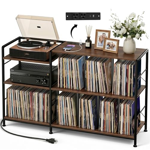 Vinyl Record Player Stand, Walnut, view 2
