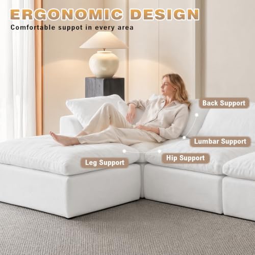 110" Boneless Cloud Couch Sectional for Living Room, view 4