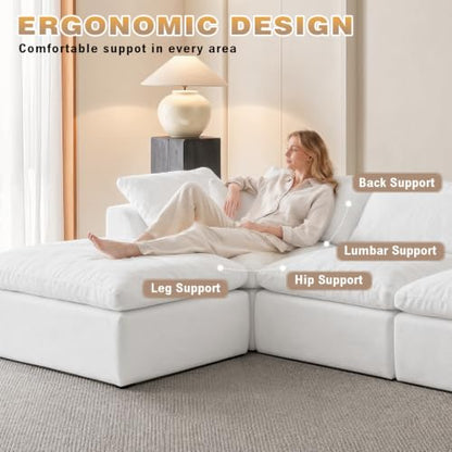 110" Boneless Cloud Couch Sectional for Living Room, view 4