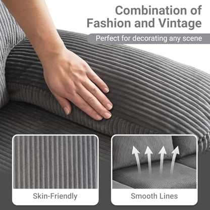 110" Sectional Couches for Living Room,U Shaped Couch with Double Chaise, 4-Seat Sofa Set with Corduroy Fabric for Home Furniture,Grey