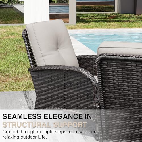 Wicker Patio Chairs Set of 2, Rattan Outdoor Furniture with Thickened Cushions, High Back, Deep Seating, Wide Armrest, Outdoor Chairs for Porch, Deck