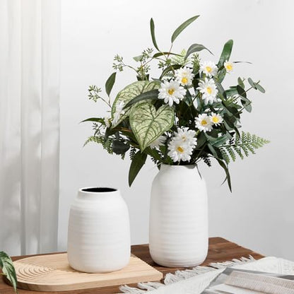 Farmhouse Ceramic Flowers Vase Home Indoor Decor, Modern Living Room Kitchen Table Vases, Dining Bedroom Bathroom Decorations for Office Coffee Desk Book Shelf Fireplace (9.4” Tall)