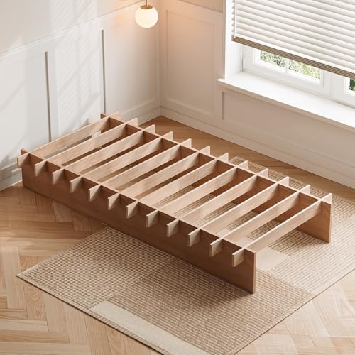 Screwless Twin XL Size Platform Bed with Wooden Slats/No Box Spring Needed/Easy, view 4