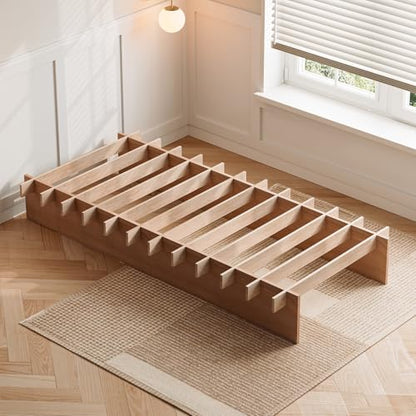 Screwless Twin XL Size Platform Bed with Wooden Slats/No Box Spring Needed/Easy, view 4