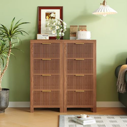 Mid-Century Modern Tall Wooden Dresser with 4 Spacious Drawers, view 5