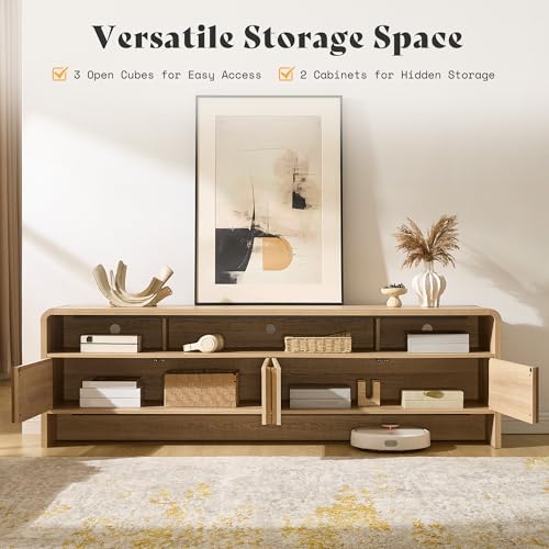 70" Fluted TV Stand with 2 Storage Cabinets for TVs Up to 80", view 4