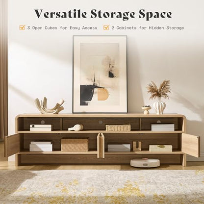 70" Fluted TV Stand with 2 Storage Cabinets for TVs Up to 80", view 4