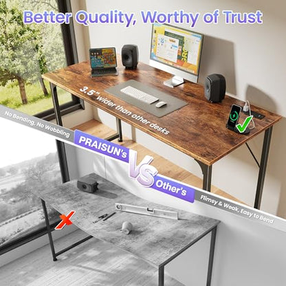 55 X 20 Inch Computer Desk, Power Outlets, USB-C, Rustic Brown, view 6