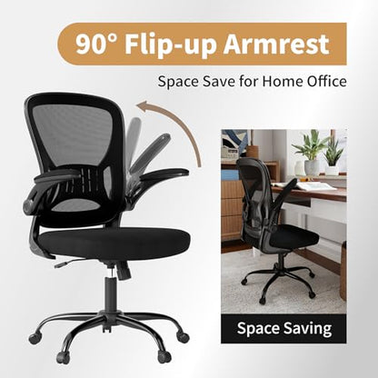 Adjustable Mesh Ergonomic Office Chair with Wheels, Black, view 5