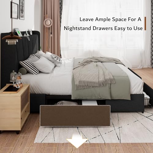 King Size Bed Frame with 4 Storage Drawers, view 5