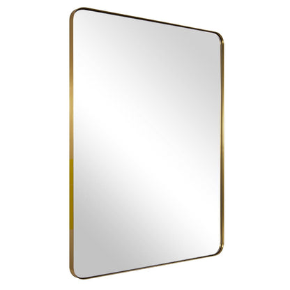 Gold Bathroom Mirror, 24x36 Brushed Brass Rectangle Metal Frame Mirror for Bathroom, Modern Rectangular Wall Mounted Mirror for Vanity