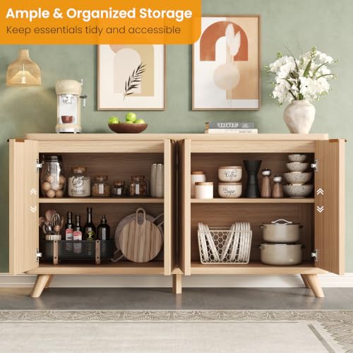 63" Fluted Sideboard Buffet Cabinet with Storage, view 4