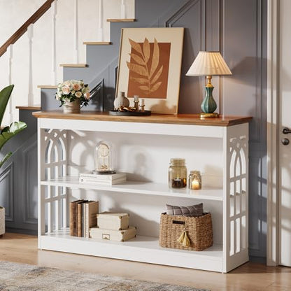 Tribesigns Modern Console Table for Entryway, 41.34-Inch White Sofa Table Behind The Couch with 3-Tier Storage, Narrow Hallway Furniture for Living Room