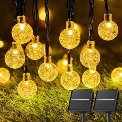 Solar String Lights Outdoor Waterproof, 2 Pack Total 120 LED 73 FT, Solar Powered Patio Lights with 8 Lighting Modes for Garden Yard Porch Wedding Party Decor (Warm White)