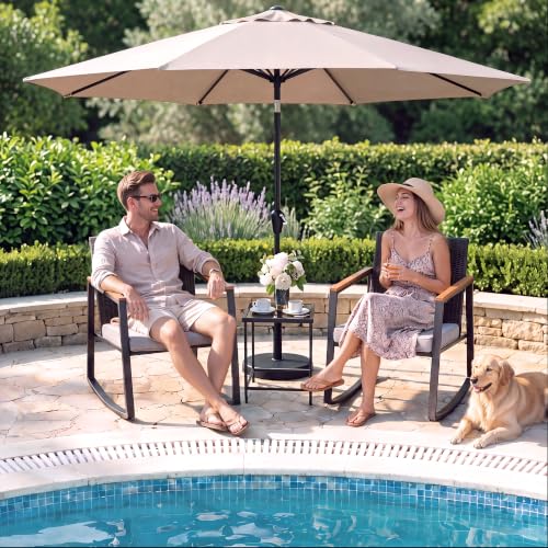3 Pieces Rocking Patio Bistro Set with Anti-Scald Armrest, view 6
