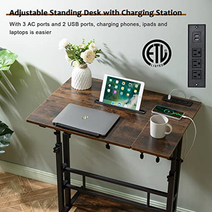 Mobile Standing Desk Adjustable Height, Rolling Desk Stand Up Desk, view 6