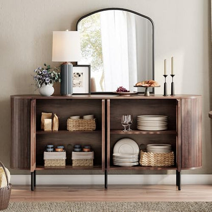 64.4" Fluted TV Stand, Wood Entertainment Center for TVs Up to 70 inches, view 6