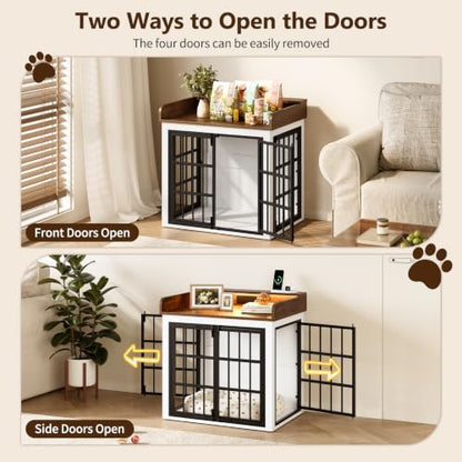 Wooden Dog Crate Furniture - 27.5" Dog Kennel Indoor with Storage, view 4