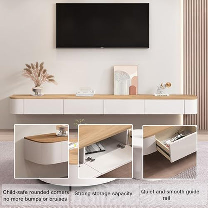 Fully Assembled 55.1" Floating TV Stand, Rounded Corners Wall Mounted Shelf, view 4
