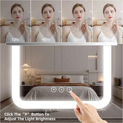 Vanity Mirror with Lights,13.1"×16.7"LED Makeup Mirror,Lighted Makeup Mirror with Lights, Smart Touch Control Dimmable 3 Modes Light, Lighted Up Mirror for Makeup Desk, Bedroom, Dressing Room