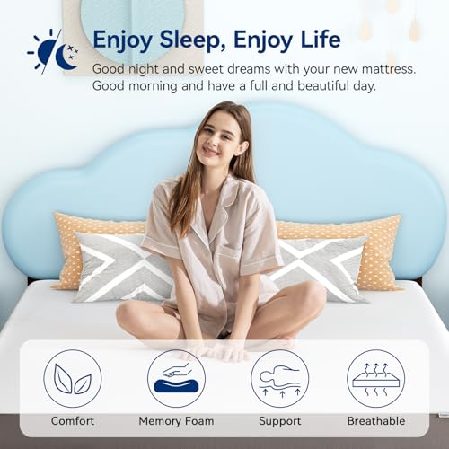 Memory Foam Mattress, Soft Plush Feel, Breathable, 6 Inch, Twin, White/Grey, view 7